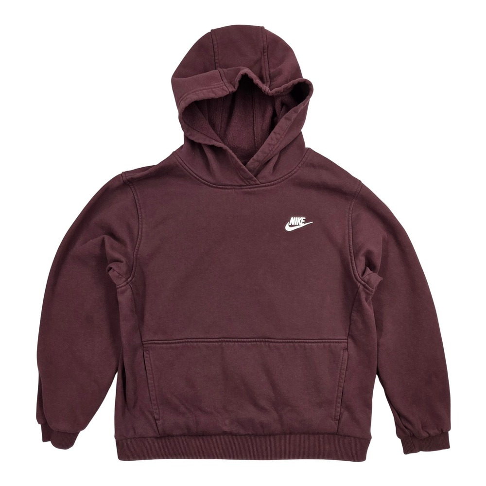 Nike Sportswear Hoodie Maroon Burgundy Fleece Pullover XL Kids BV3699-652